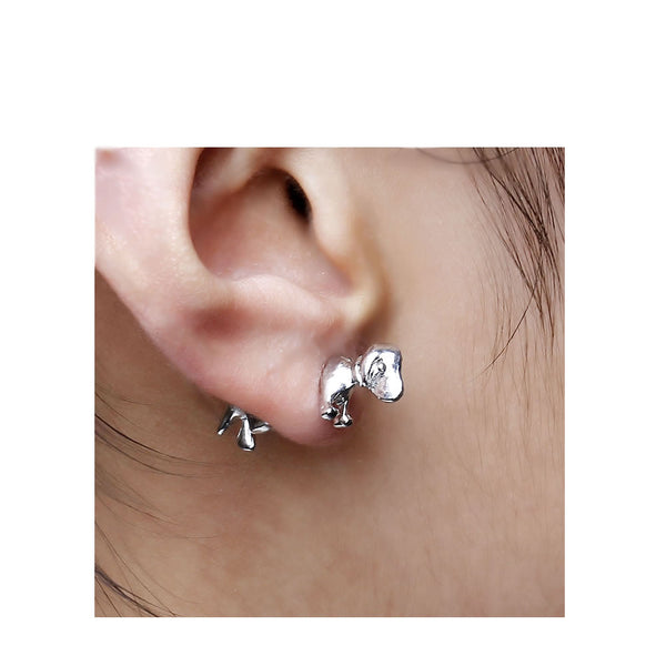 Sexy Sparkles 1 Pair 3D Double Sided Black Dog Ear Stud Earrings for Women