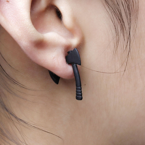 Sexy Sparkles 1Pair Halloween Axe Hatchet 3D Double Sided Ear Stud Unisex Men Or Women Cute Earring - Sexy Sparkles Fashion Jewelry - 1