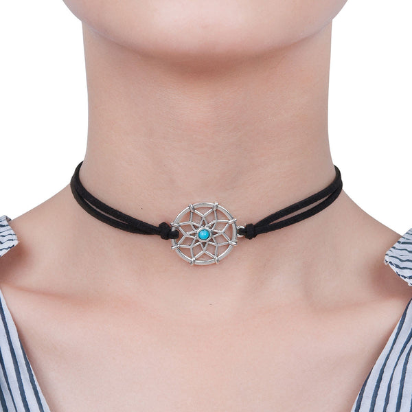 Sexy Sparkles Velvet Suede Double Layer Chakra Choker Energy Necklace for Women Girls