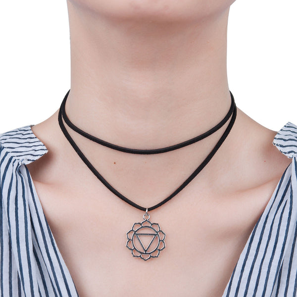 Sexy Sparkles Velvet Suede Double Layer Chakra Choker Energy Necklace for Women Girls (A: Nabhi /Manipura) - Sexy Sparkles Fashion Jewelry - 1