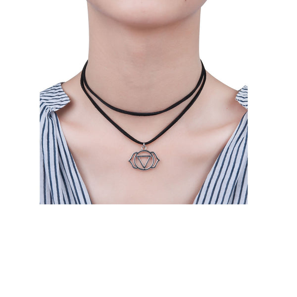 Sexy Sparkles Velvet Suede Double Layer Chakra Choker Energy Necklace for Women Girls (C:Agnya /Ajna) - Sexy Sparkles Fashion Jewelry - 1