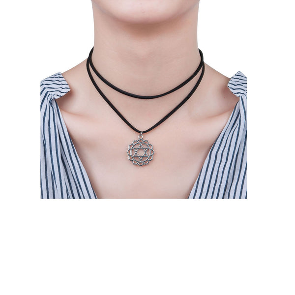 Sexy Sparkles Velvet Suede Double Layer Chakra Choker Energy Necklace for Women Girls (E:Heart /Anahata) - Sexy Sparkles Fashion Jewelry - 1