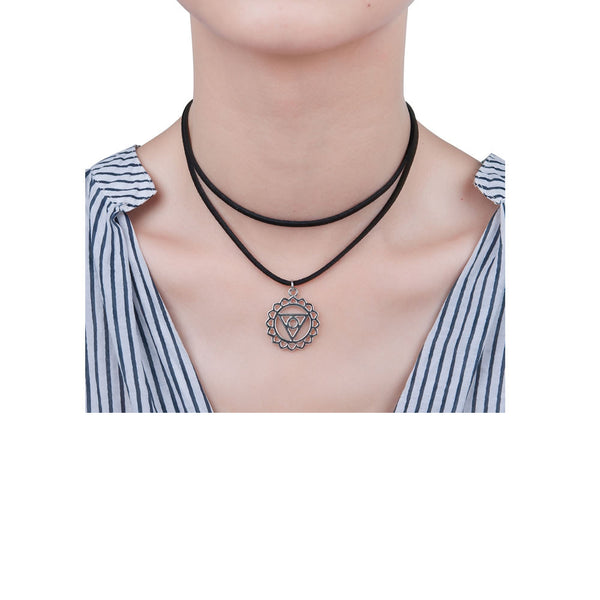 Sexy Sparkles Velvet Suede Double Layer Chakra Choker Energy Necklace for Women Girls (F: Vishuddha /Vishuddhi) - Sexy Sparkles Fashion Jewelry - 1