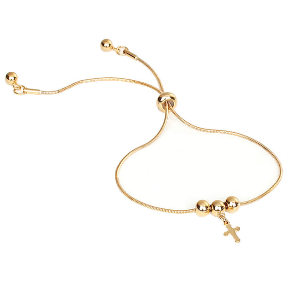 Sexy Sparkles Slider Bracelet for Women " Cross" Stainless Steel Adjustable Gold Plated Jewelry - Sexy Sparkles Fashion Jewelry - 1