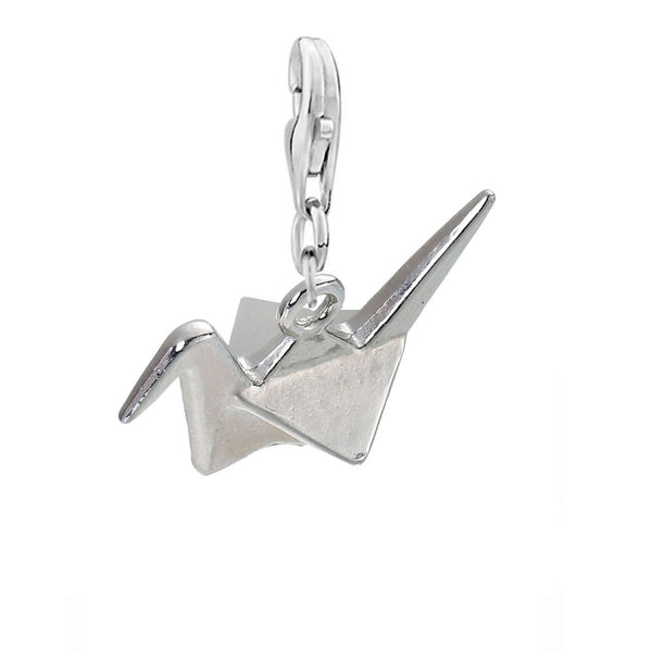 SEXY SPARKLES Clip on with Lobster Clasp 3D Origami Bird Paper Crane Flapping Bird Dangling Charm for Bracelets or Necklace