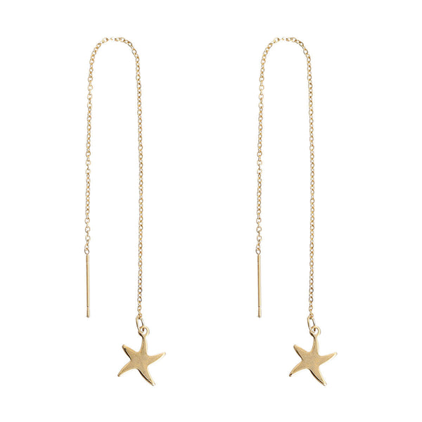 Sexy Sparkles Stainless Steel Starfish Ear Thread Threader Earrings Drop Dangle Earrings