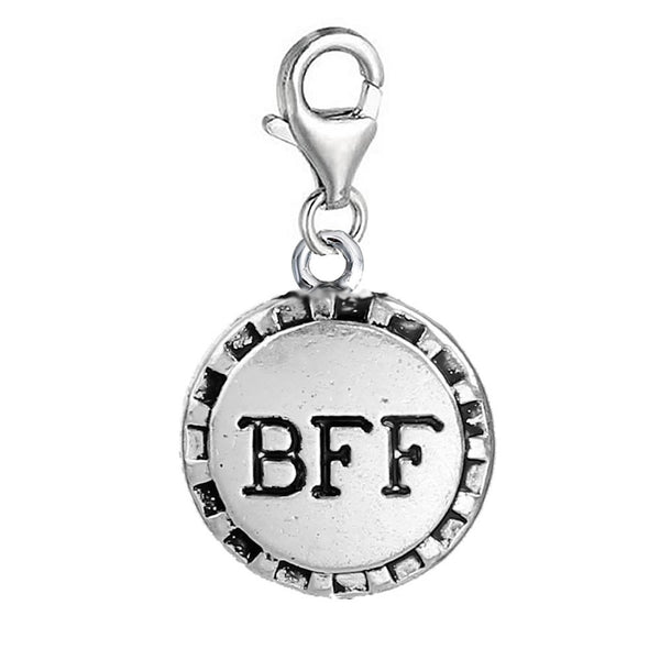 " BFF " Best Friends Forever Dangling Clip on charm with lobster clasp for bracelet - Sexy Sparkles Fashion Jewelry