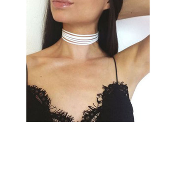 Sexy Sparkles White Multilayers Velvet Choker Necklace for Women Girls Gothic Choker Bolo Tie Chokers