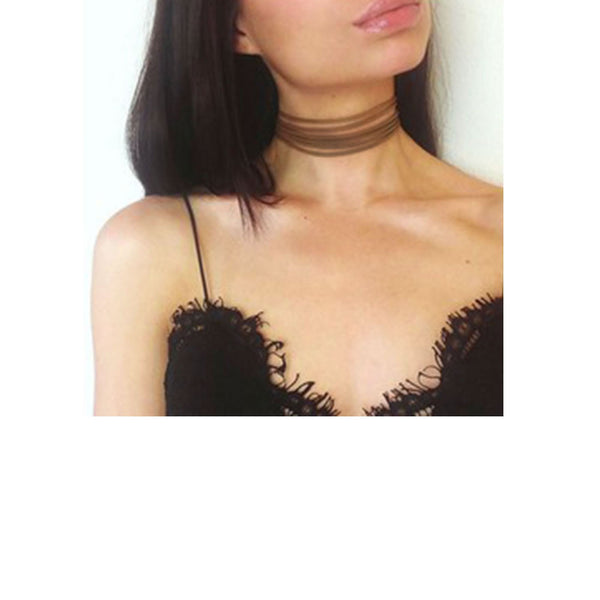Sexy Sparkles Brown Multilayers Velvet Choker Necklace for Women Girls Gothic Choker Bolo Tie Chokers - Sexy Sparkles Fashion Jewelry - 1