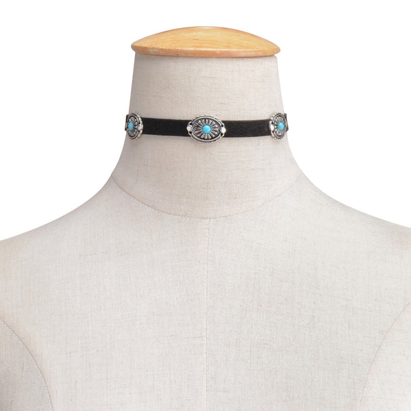 Sexy Sparkles Black & Turquoise Velvet Choker Necklace for Women Girls Gothic Choker Bolo Tie Chokers - Sexy Sparkles Fashion Jewelry - 1