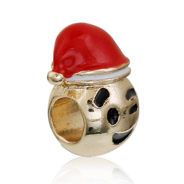 Sexy Sparkles Christmas Emoji Winking Charm European Spacer Bead for Bracelet