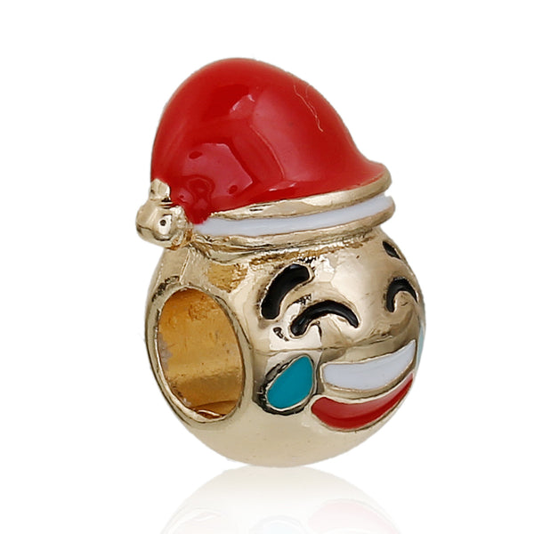 Sexy Sparkles Christmas Emoji Crying with Laughter Charm European Spacer Bead for Bracelet