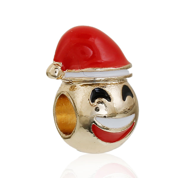Sexy Sparkles Christmas Emoji Smiley Face Charm European Spacer Bead for Bracelet - Sexy Sparkles Fashion Jewelry - 1