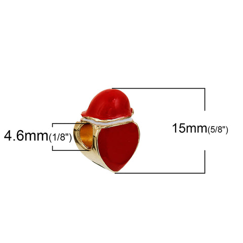 Sexy Sparkles Christmas Emoji Heart with Red Christmas Santa Hat Charm European Spacer Bead - Sexy Sparkles Fashion Jewelry - 2