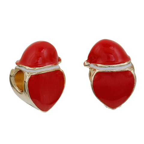 Sexy Sparkles Christmas Emoji Heart with Red Christmas Santa Hat Charm European Spacer Bead - Sexy Sparkles Fashion Jewelry - 3