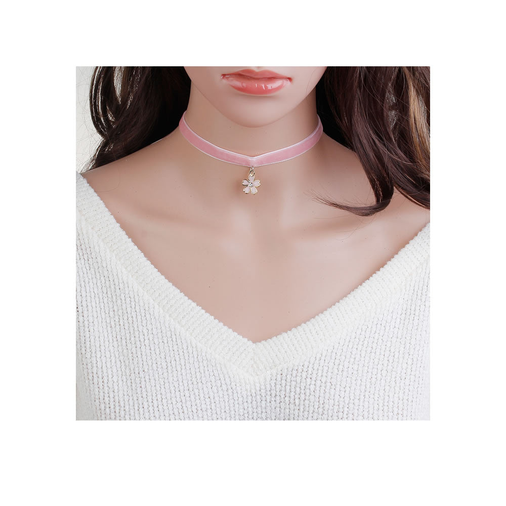 Velvet choker necklace with rhinestones - Accessories - Women