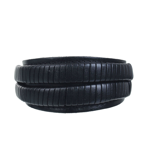 SEXY SPARKLES Mens Black Leather Bracelet Wide Casual Wristband Cuff Bangle Double Layer With Buckle Clasp - Sexy Sparkles Fashion Jewelry - 1
