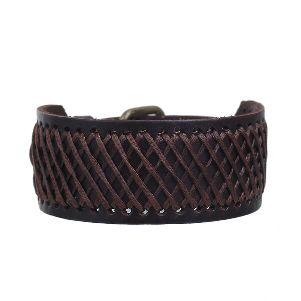 Sexy Sparkles Mens Genuine Real Leather Wrist Bracelet Wide Casual Wristband Cuff Bangle Adjustable - Sexy Sparkles Fashion Jewelry - 1
