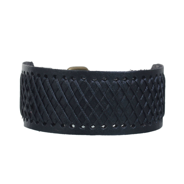 Sexy Sparkles Mens Genuine Real Leather Wrist Bracelet Wide Casual Wristband Cuff Bangle Adjustable - Sexy Sparkles Fashion Jewelry - 1