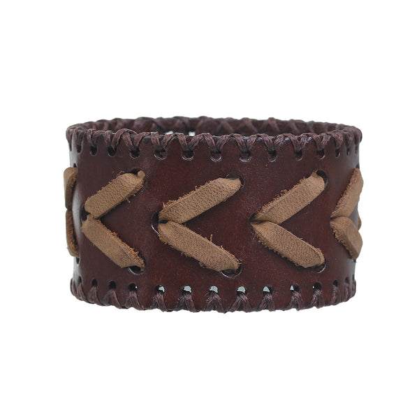 Sexy Sparkles Mens Genuine Real Leather Wrist Bracelet Wide Casual Wristband Cuff Bangle Adjustable - Sexy Sparkles Fashion Jewelry - 1