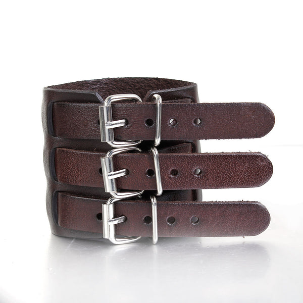 Sexy Sparkles Wide Genuine Leather Mens Bangle Cuff Wristband Bracelet Unisex Punk Rock Adjustable - Sexy Sparkles Fashion Jewelry - 1