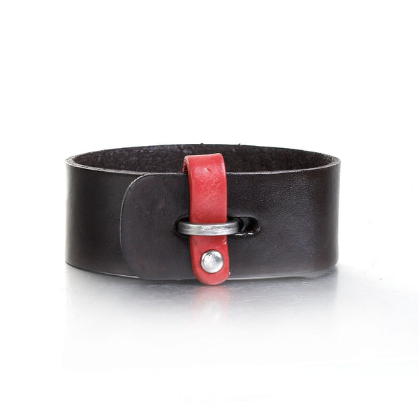 Sexy Sparkles Mens Genuine Real Leather Wrist Bracelet Wide Casual Wristband Cuff Bangle Adjustable - Sexy Sparkles Fashion Jewelry - 1