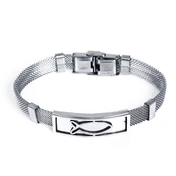 Sexy Sparkles Mens Cross Religious Christian Jesus Stainless Steel Bracelet - Sexy Sparkles Fashion Jewelry - 1