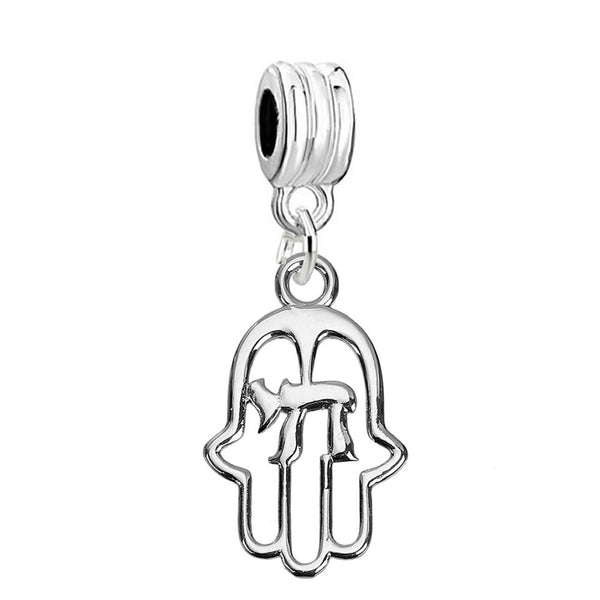 Hamsa Hand Charm Chai Jewish protection from evil charm Fits Pandora Bracelets