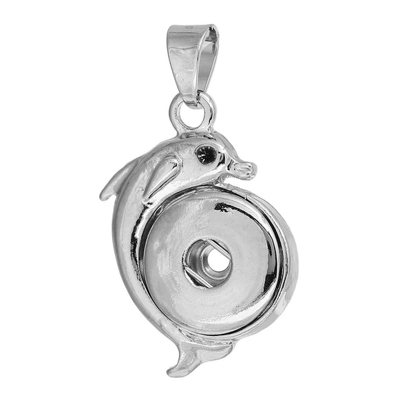 Dolphin Snap Button Pendant Fit 18mm/20mm Snap Buttons
