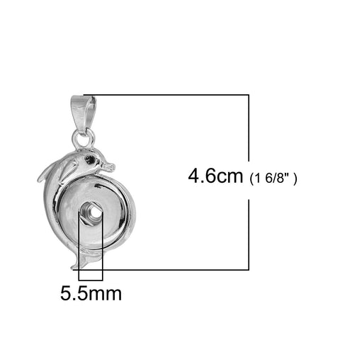 Dolphin Snap Button Pendant Fit 18mm/20mm Snap Buttons