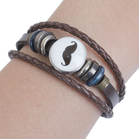 Real Brown Leather Snap Button Bracelets Fit 18mm/20mm Snap Buttons Black Silver Tone