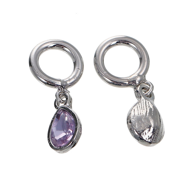 Sexy Sparkles 3-Pack Mauve Tear Drop Rhinestone Charm Pendants for Bracelets or Necklaces