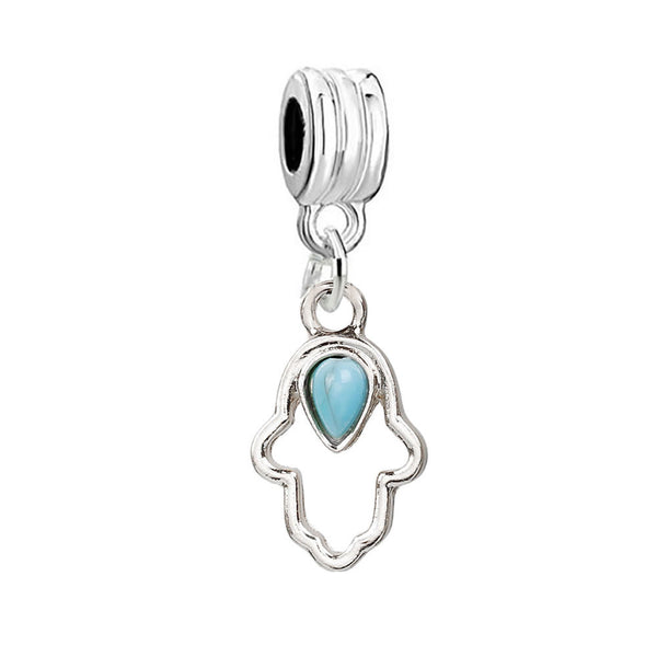 Sexy Sparkles Against Evil Eye Hamsa Hand Symbol European Charm Spacer Bead for Bracelet