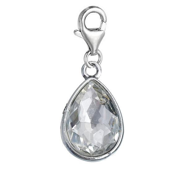 Clip on April Birthstone Dangling lobster clasp charms for bracelets - Sexy Sparkles Fashion Jewelry
