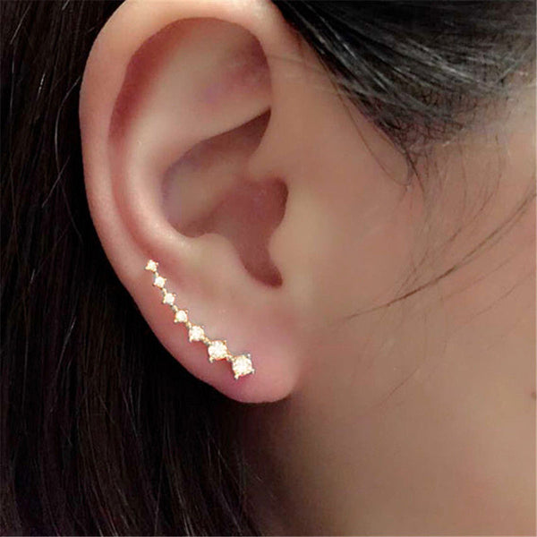 SEXY SPARKLES Ear Climbers/Ear Crawlers Clear Rhinestones Earrings Cuff Climber Pins