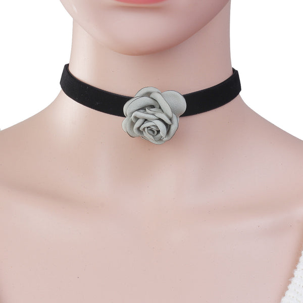 Sexy Sparkles New Style Black Choker Necklace with Light Green Flower
