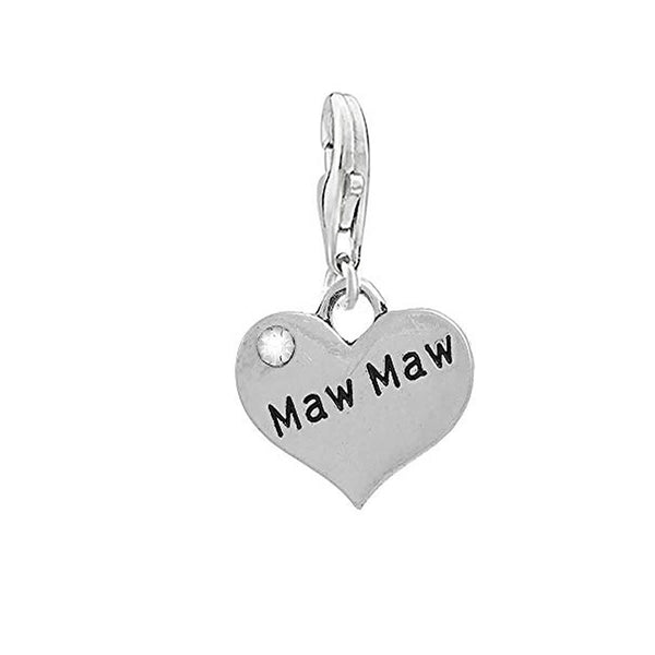 inch  Maw Mawinch  Heart Dangling Clip on Lobster Claw Clasp Charm