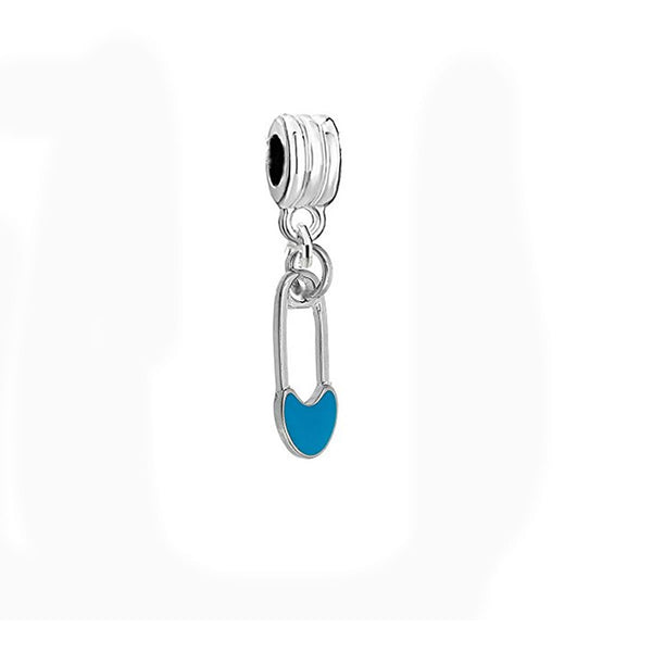 SEXY SPARKLES Baby Shower, Baby boy Favor charm with lobster claw clasp Choose Blue or Pink Safety Pin Charm Jewelry