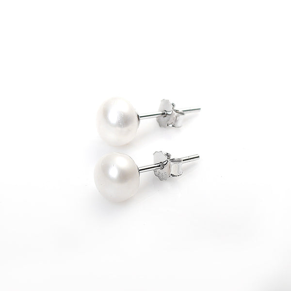 Sexy Sparkles Women's Sterling Silver & Freshwater Cultured Pearl Ear Post Stud Earrings White 7mm( 2/8inch ) Dia