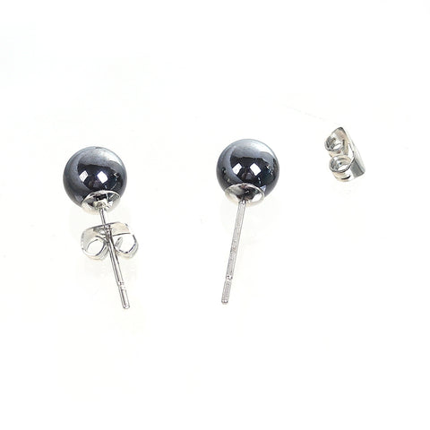 Sexy sparkles 2 Pairs Stainless Steel Hematite Ear Post Round ball Stud Earrings Gunmetal Black for Women Men