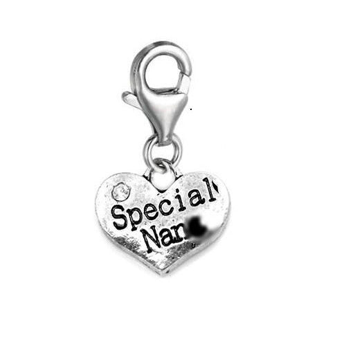 Special Nan Clip On Family Hearts Charm Bead for Snake Chain Bracelet