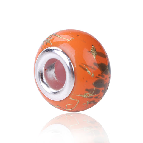 Ten (10) Pack of Orange Glass Lampwork, Murano Glass Beads for European Style Bracelet