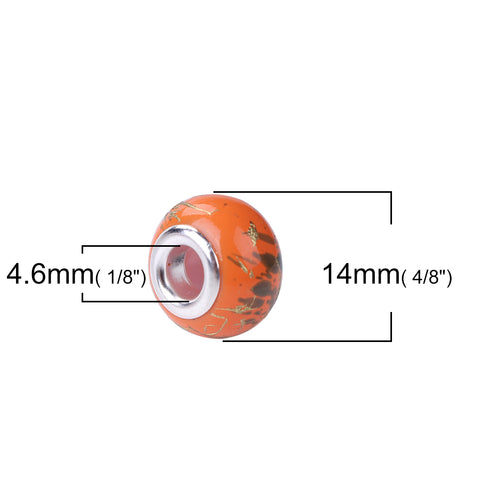 Ten (10) Pack of Orange Glass Lampwork, Murano Glass Beads for European Style Bracelet