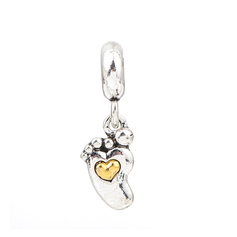 Baby Feet Dangle Charm Compatible with Eurpean bracelets