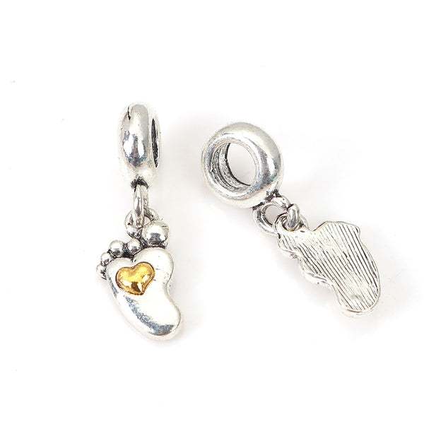 Baby Feet Dangle Charm Compatible with Eurpean bracelets