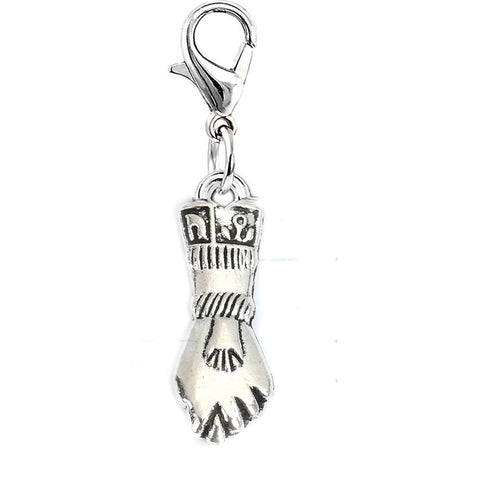 Clip on Hand Figa Lucky Charm Spiritual Protection Amulet Pendant for European Jewelry w/ Lobster Clasp