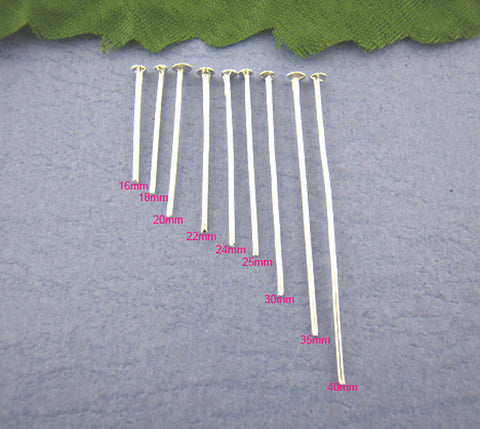 100 Pcs Head Pins Findings Silver Tone 26mm 21 Gauge - Sexy Sparkles Fashion Jewelry - 2