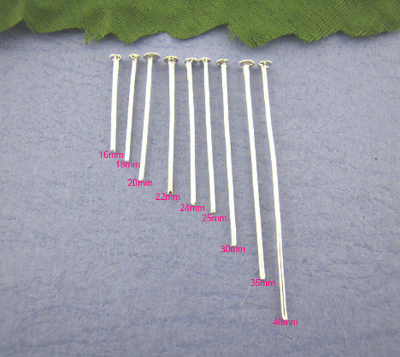 100 Pcs Head Pins Findings Silver Tone 16mm 21 Gauge - Sexy Sparkles Fashion Jewelry - 1