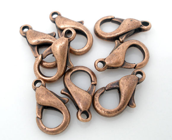 20 Pcs Copper Tone Lobster Parrot Clasp 12mm X 6mm - Sexy Sparkles Fashion Jewelry - 1