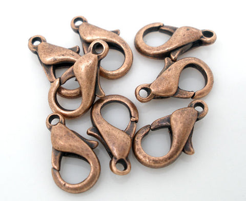 20 Pcs Copper Tone Lobster Parrot Clasp 12mm X 6mm - Sexy Sparkles Fashion Jewelry - 1